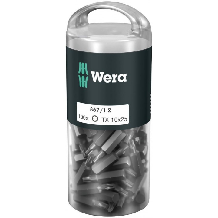 867/1 Z DIY 100 TORX 10 набор бит, 1/4" C6.3, TX 10 x 25 мм, 100 шт Wera WE-072446