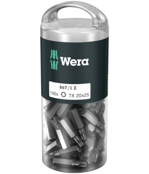 867/1 Z DIY 100 TORX 20 набор бит, 1/4" C6.3, TX 20 x 25 мм, 100 шт Wera WE-072448