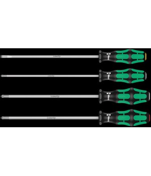 335/350/355/4 Kraftform Plus Lasertip Набор отвёрток, длинных, 4 пр., PH 2x200, PZ 1x200/2x200, SL 1.0x5.5x200 Wera WE-347736