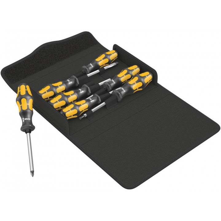 900/7 Kraftform Set 1 Набор отвёрток силовых, в чехле, 7 пр., PH 1x80/2x100, TORX TX 20/25, SL 0.8x4.5/1.0x5.5/1.2x7.0 Wera WE-137811