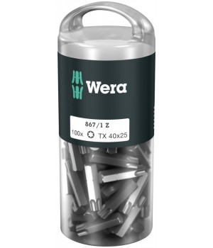 867/1 Z DIY 100 TORX 40 набор бит, 1/4" C6.3, TX 40 x 25 мм, 100 шт Wera WE-072452