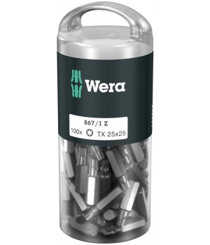 867/1 Z DIY 100 TORX 25 набор бит, 1/4" C6.3, TX 25 x 25 мм, 100 шт Wera WE-072449