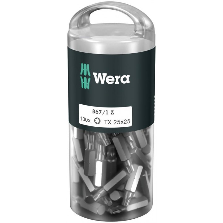 867/1 Z DIY 100 TORX 25 набор бит, 1/4" C6.3, TX 25 x 25 мм, 100 шт Wera WE-072449