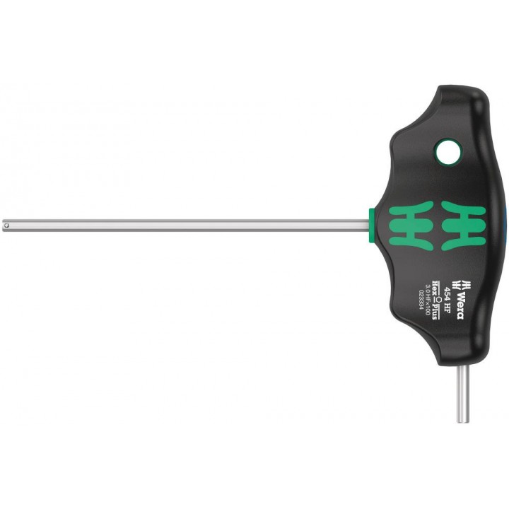 454 Hex-Plus HF Отвёртка с внешним шестигранником с Т-образной рукояткой с фиксацией, 3 x 100 мм, с дополнительным коротким рабочим концом Wera WE-023334